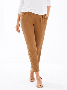 NWT Chico’s Skimmer Pleated Trousers 4 Brown High Rise Work Pants Minimalist